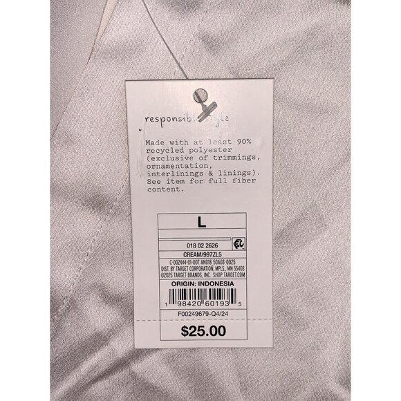 A New Day Womens Cream Short-Sleeve Button-Up Shirt Blouse Size Large - Picture 7 of 8